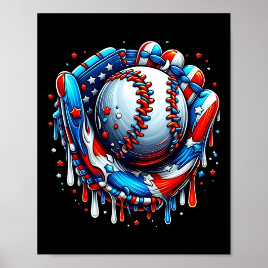 Honkbal Drip Ijs Strooier Honkbalhandschoen 4 Poster (Voorkant)