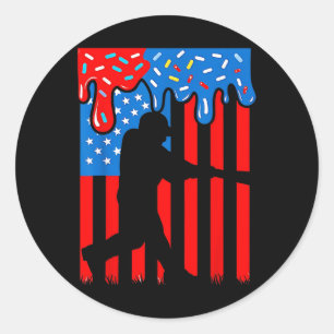 Honkbal Drip Jongens Druppelen Ijs 4 juli Amerika Ronde Sticker