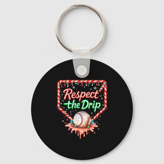 Honkbal Drip Jongens Ijs Christmas Jeugd Respect Sleutelhanger (Voorkant)