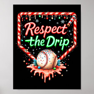 Honkbal Drip Jongens Ijs Christmas Jeugd Respectee Poster