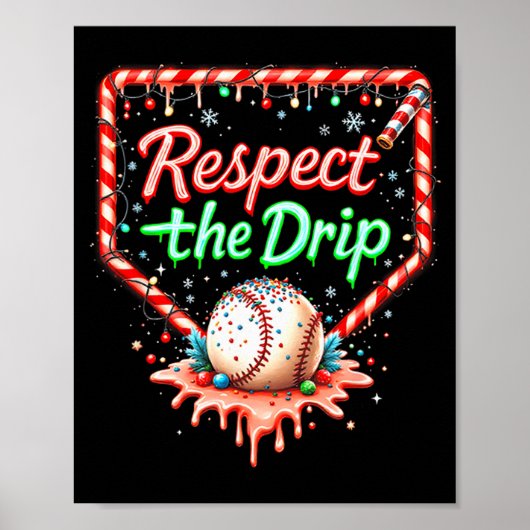 Honkbal Drip Jongens Ijs Christmas Jeugd Respectee Poster (Voorkant)
