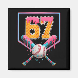 Honkbal Drip Nummer 67 Leuk Zes Zeven 6 7 Meme Des Magneet