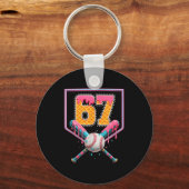 Honkbal Drip Nummer 67 Leuk Zes Zeven 6 7 Meme Des Sleutelhanger (Voorkant)