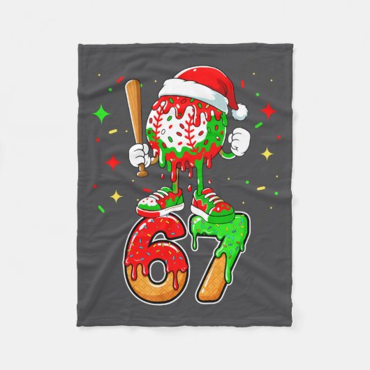 Honkbal Drip Nummer 67 Meme Ijs Dripng Chri Fleece Deken (Voorkant)