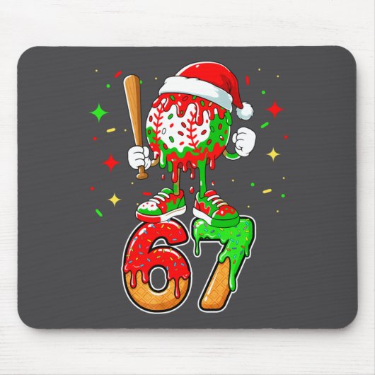 Honkbal Drip Nummer 67 Meme Ijs Dripng Chri Muismat (Voorkant)