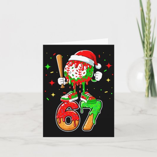 Honkbal Drip Nummer 67 Meme Ijs Dripng Kerstmis Kaart (Voorkant)
