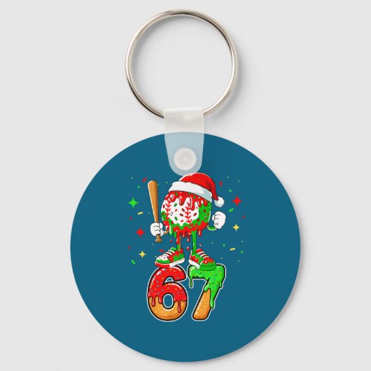 Honkbal Drip Nummer 67 Meme Ijs Dripng Kerstmis Sleutelhanger (Voorkant)