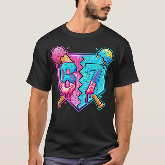 Honkbal Drip Nummer 67 Speler Ijs Drip 67e T-shirt (Voorkant)