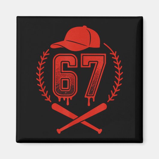 Honkbal Drip Nummer 67 Speler Of 67ste Verjaardag Magneet (Voorkant)