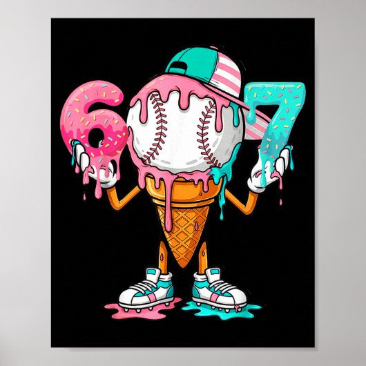 Honkbal Drip Nummer 67 Speler Of 67ste Verjaardag Poster (Voorkant)