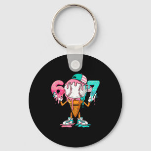 Honkbal Drip Nummer 67 Speler Of 67ste Verjaardag Sleutelhanger
