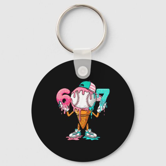 Honkbal Drip Nummer 67 Speler Of 67ste Verjaardag Sleutelhanger (Voorkant)