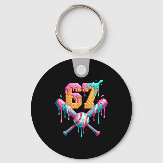 Honkbal Drip Nummer 67 Speler  Sleutelhanger (Voorkant)