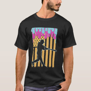 Honkbal Drip Slag Jongens Ijs Amerikaanse Vlag 4e T-shirt