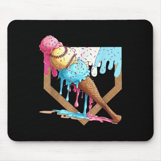 Honkbal Drip voor Jongens Home Bord Ice Cream Drip Muismat (Voorkant)