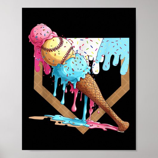 Honkbal Drip voor Jongens Home Bord Ice Cream Drip Poster (Voorkant)