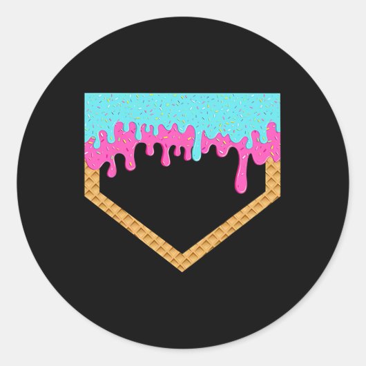 Honkbal Drip voor Jongens Ice Cream Drip Youth Hom Ronde Sticker (Voorkant)