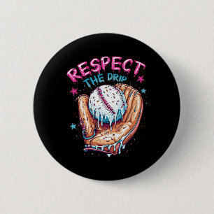Honkbal Drip voor Jongens Ice Cream Respecteer de  Ronde Button 5,7 Cm