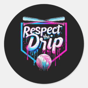 Honkbal Drip voor Jongens Mannen Ice Cream Drip Re Ronde Sticker
