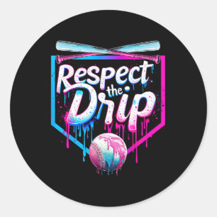 Honkbal Drip voor Jongens Mannen Ice Cream Drip Re Ronde Sticker