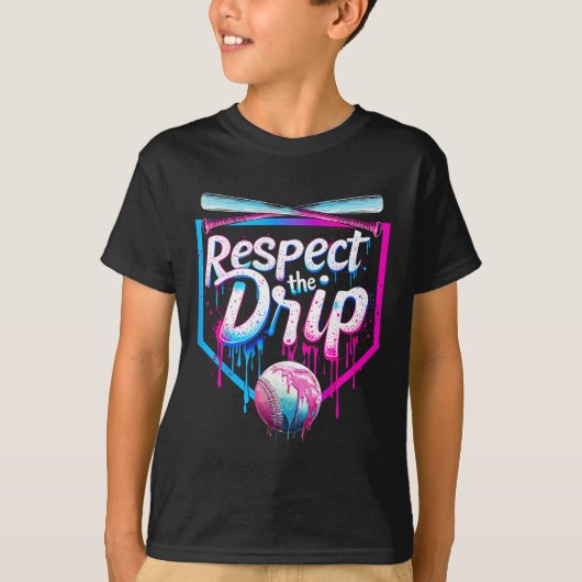 Honkbal Drip voor Jongens Mannen Ice Cream Drip Re T-shirt (Voorkant)
