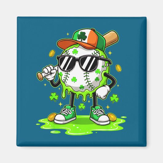 Honkbal drup ijs St. Patrick's Day voor jongeren Magneet (Voorkant)