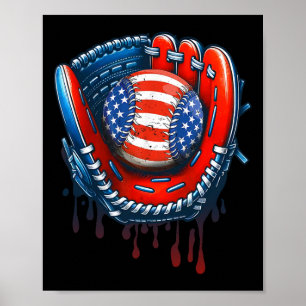 Honkbal Druppel Ice Cream Sprinkles 4th of July Ba Poster