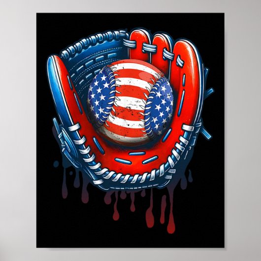 Honkbal Druppel Ice Cream Sprinkles 4th of July Ba Poster (Voorkant)