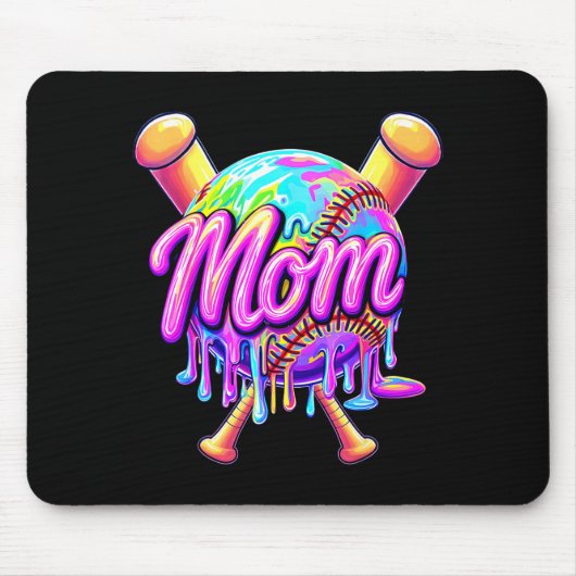 Honkbal druppel moeder cute tie dye honkbal vrouwe muismat (Voorkant)