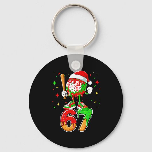 Honkbal druppel nummer 67 Meme ijs druppelend Kers Sleutelhanger (Voorkant)