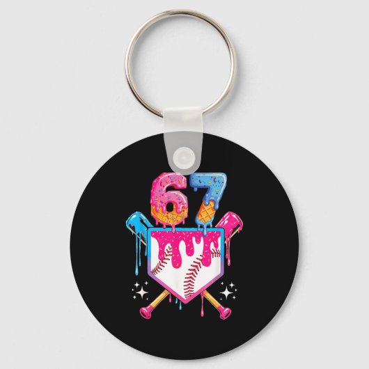Honkbal druppel nummer 67 Speler Of 67ste verjaard Sleutelhanger (Voorkant)