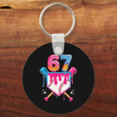 Honkbal druppel nummer 67 Speler Of 67ste verjaard Sleutelhanger (Voorkant)