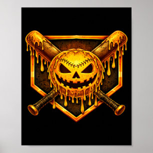 Honkbal druppel pompoen griezelige spook Halloween Poster