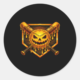 Honkbal druppel pompoen griezelige spook Halloween Ronde Sticker