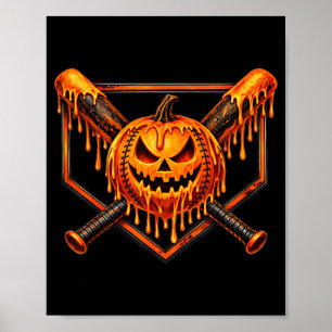 Honkbal druppel pompoen spookachtige geest hallowe poster
