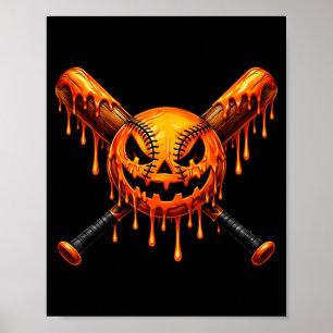Honkbal druppel pompoen spookachtige geest hallowe poster