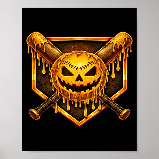 Honkbal druppel Pompoen Spookachtige Geest Hallowe Poster (Voorkant)