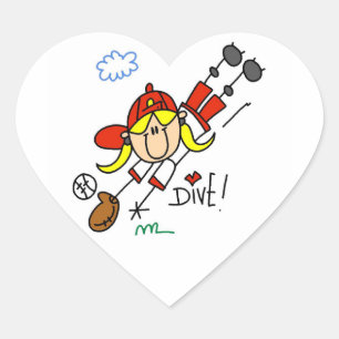 Honkbal Duik Meisjes Softbal T-shirts en Cadeaus Hart Sticker