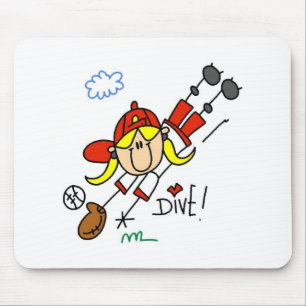 Honkbal Duik Meisjes Softbal T-shirts en Cadeaus Muismat