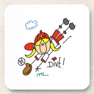Honkbal Duik Meisjes Softbal T-shirts en Cadeaus Onderzetter