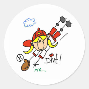 Honkbal Duik Meisjes Softbal T-shirts en Cadeaus Ronde Sticker