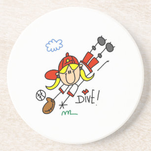Honkbal Duik Meisjes Softbal T-shirts en Cadeaus Zandsteen Onderzetter