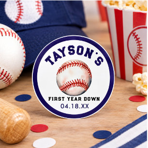 Honkbal Eerste Jaar Down 1e Verjaardag Ronde Sticker