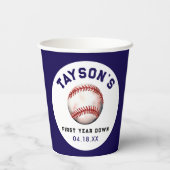 Honkbal eerste jaar naar beneden 1e verjaardag papieren bekers (Achterkant)