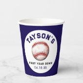 Honkbal eerste jaar naar beneden 1e verjaardag papieren bekers (Voorkant)