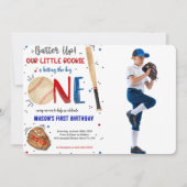 Honkbal Eerste Verjaardag Foto uitnodiging (Voorkant)