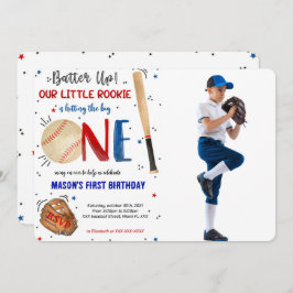 Honkbal Eerste Verjaardag Foto uitnodiging