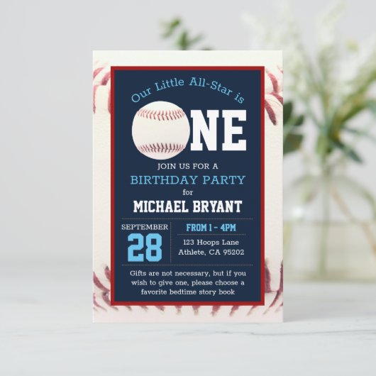 Honkbal Eerste Verjaardag Kaart (Staand voorkant)