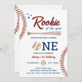 Honkbal Eerste Verjaardag Rookie van het jaar foto Kaart (Voorkant / Achterkant)