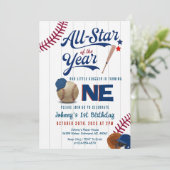 Honkbal Eerste Verjaardag Rookie van het Jaar Kaart (Staand voorkant)
